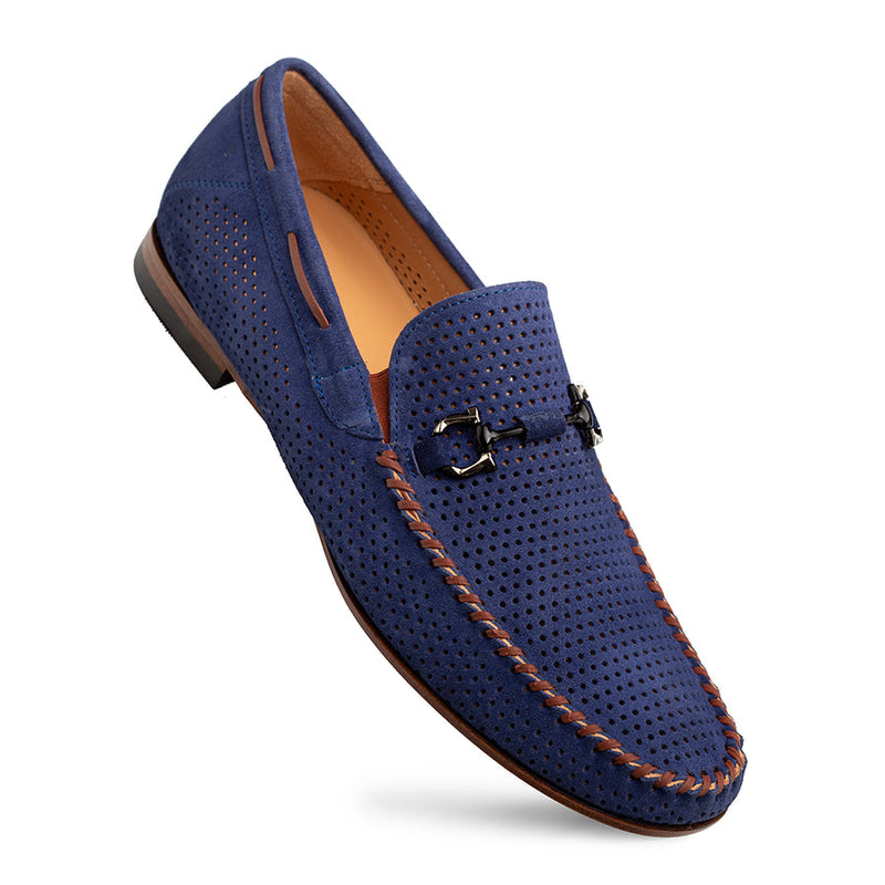 Tarraco Perf Suede Moccasin-Blue  | Mezlan