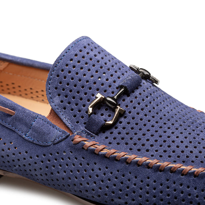 Tarraco Perf Suede Moccasin-Blue  | Mezlan
