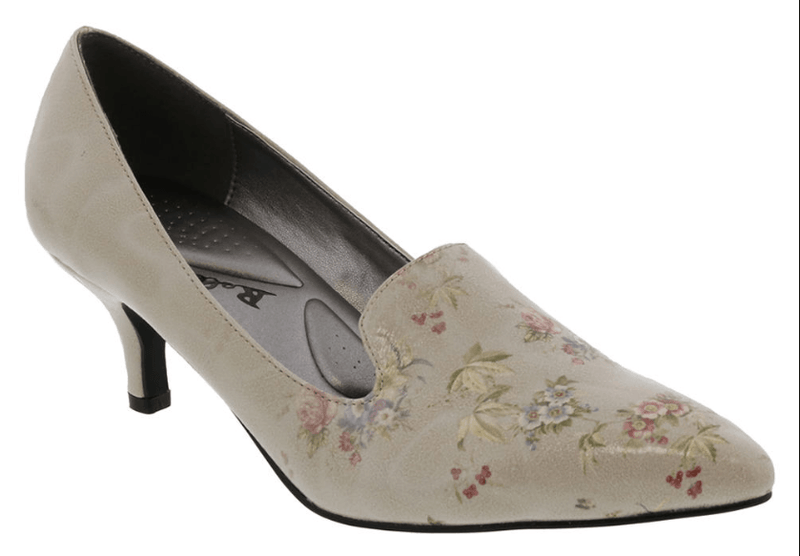 The Bellinin Bobcat Kitten Heel Patent Leather Women's Pump in Grey, Pink and Green Floral