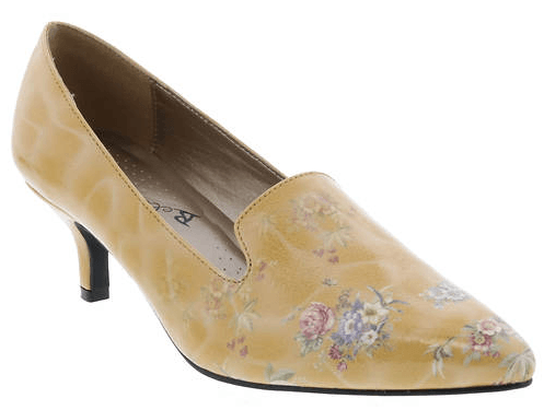 The Bellinin Bobcat Kitten Heel Patent Leather Women's Pump in Mustard, Pink and Lilac Floral