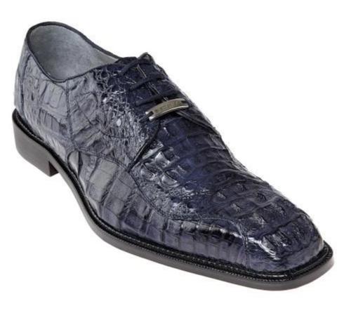 Belvedere Chapo Genuine Hornback Crocodile Men's Dress Shoe in Navy