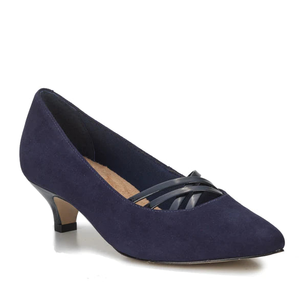 Beverly Pump: Navy Suede/Navy Patent Leather I Walking Cradle