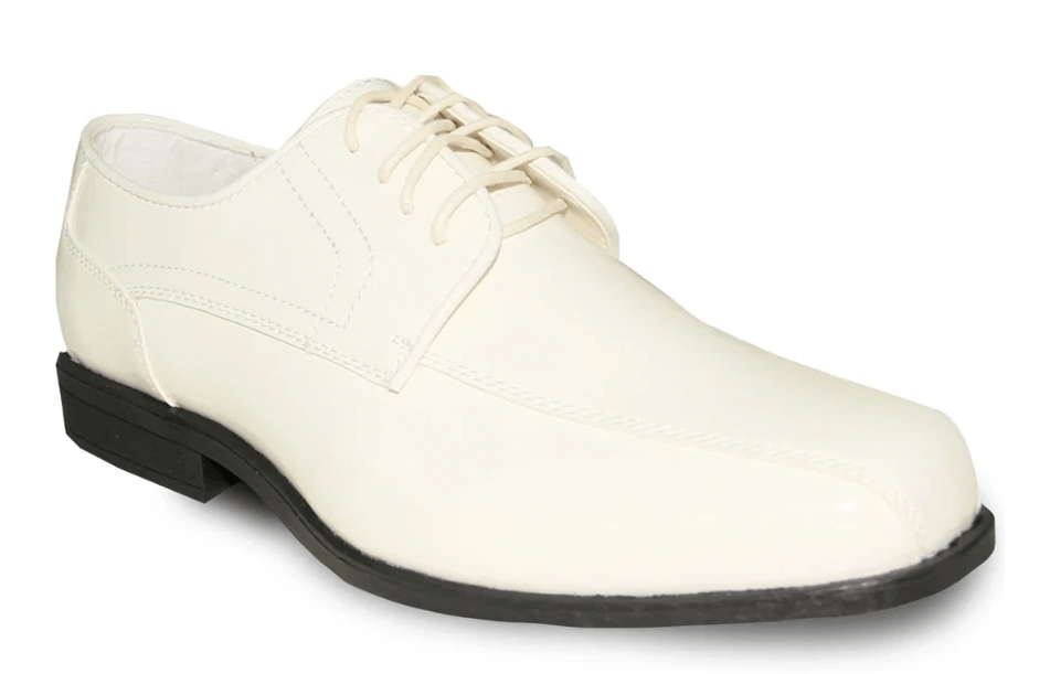 Bravo Jean Yves JY02 Fashion Double Runner Tuxedo Style Men's Dress Shoe in Ivory Patent