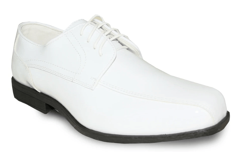 Bravo Jean Yves JY02 Fashion Double Runner Tuxedo Style Men's Dress Shoe in White Patent