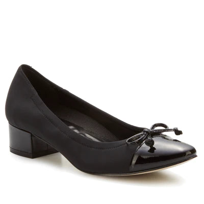 Hollis Pump: Black Micro Fabric and Patent Leather I Walking Cradle