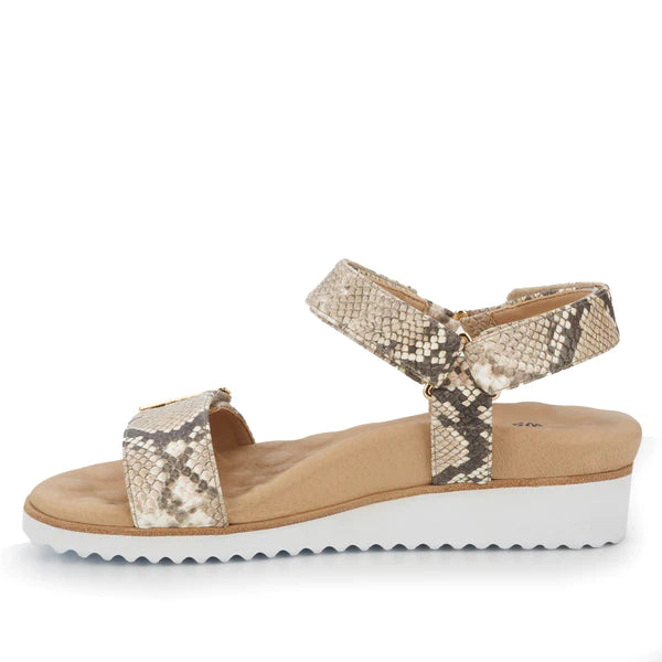 Hustle Sandal: Beige & Brown Snake Print I Walking Cradle
