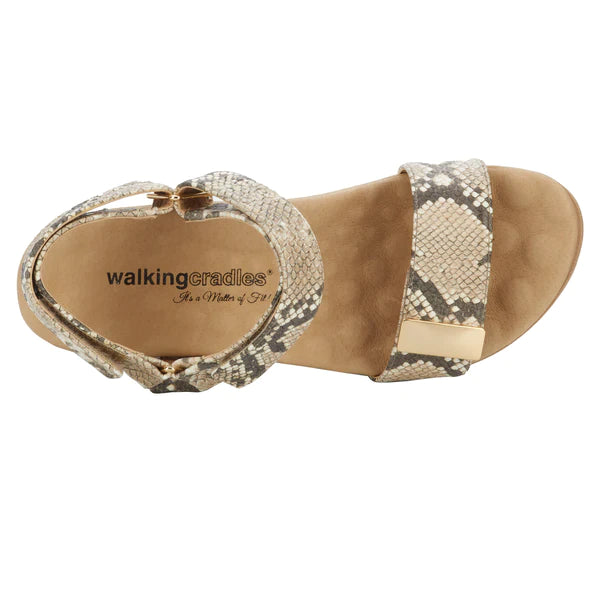 Hustle Sandal: Beige & Brown Snake Print I Walking Cradle