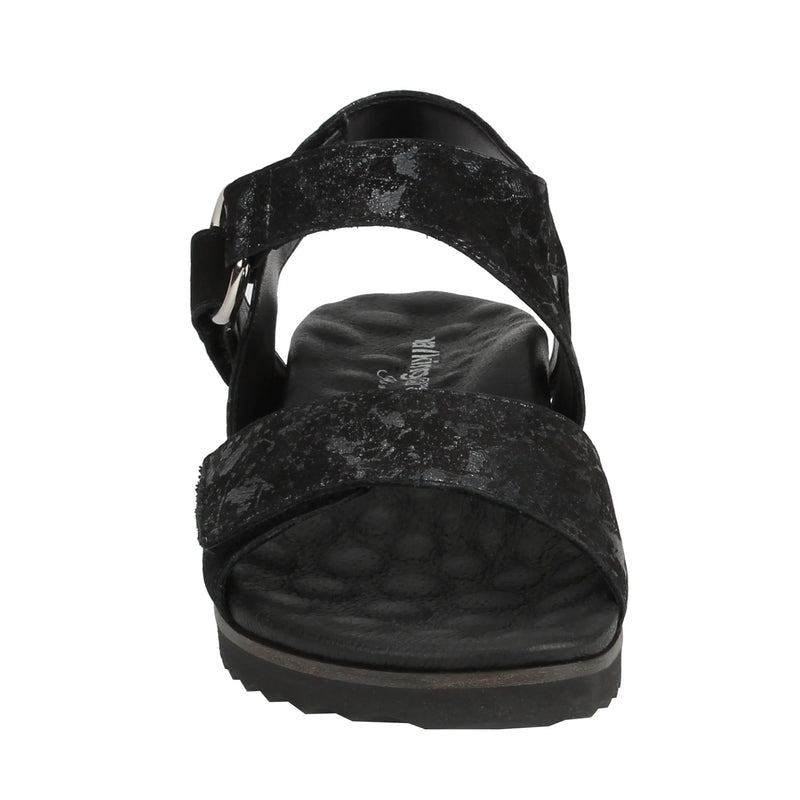 Huntley Sandal: Black Metallic Drops Leather/Black Nubuck I Walking Cradle