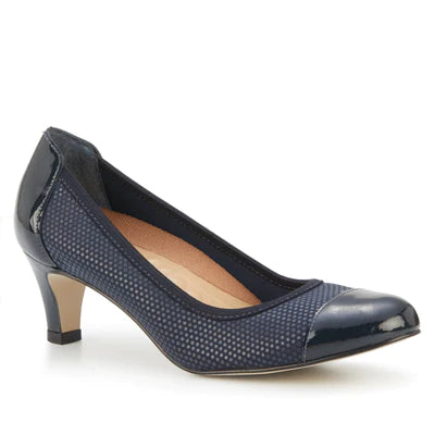 Joanna Pump: Navy Print Fabric and Patent Leather I Walking Cradle