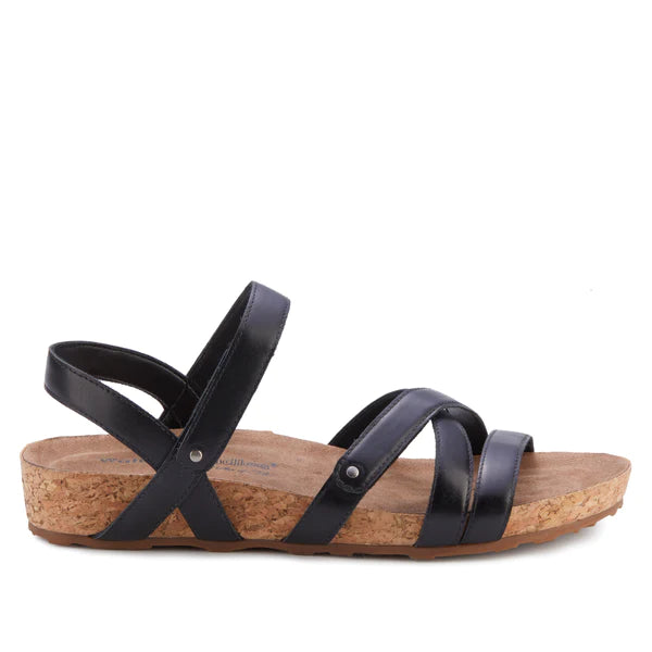 Pool Sandal: Black Soft Leather/Cork Wrap I Walking Cradle