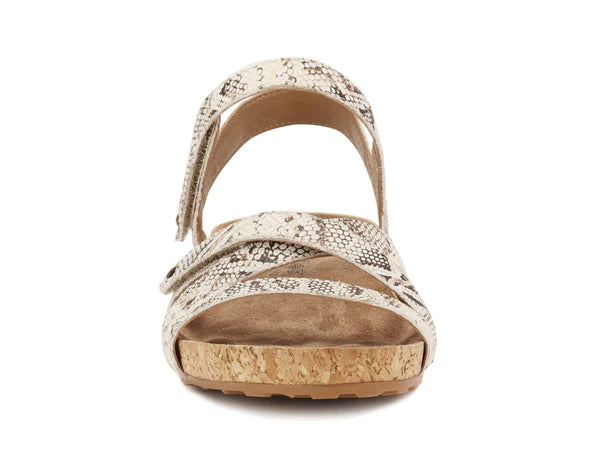 Pool Sandal: Natural Buffed Snake Print Leather/Cork Wrap I Walking Cradle