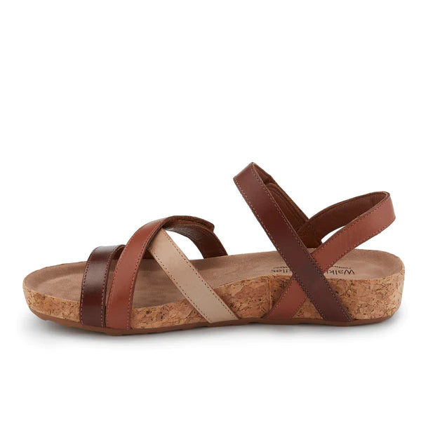 Pool Sandal: Brown Multi Leather/Cork Wrap I Walking Cradle