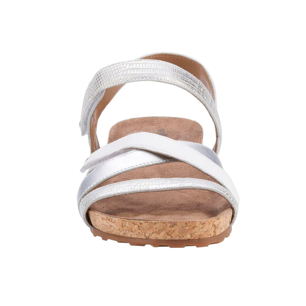 Pool Sandal: White & Silver Multi Leather/Cork Wrap I Walking Cradle