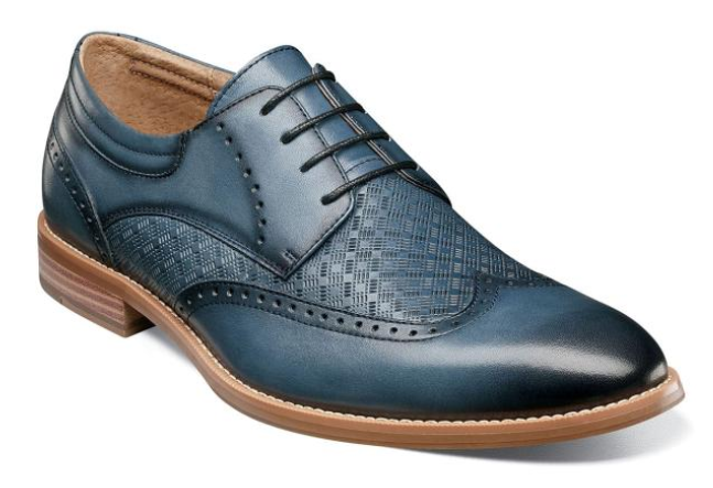 Stacy Adams Fallon Men's Wingtip Oxford Shoe in Blue Leather