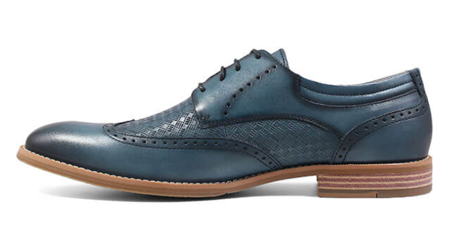 Stacy Adams Fallon Wingtip Oxford in Blue Leather