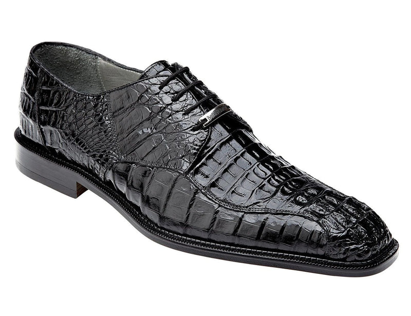 Belvedere Chapo Genuine Hornback Crocodile Men's Dress Shoe in black