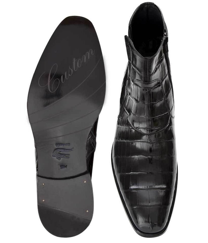 Mezlan Belucci Zipper Alligator Men's Dress Boot in Black